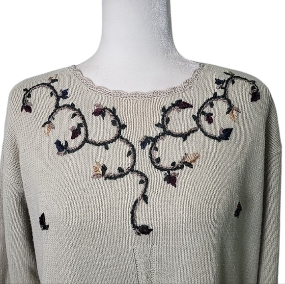 Vintage Tradition Women's Sweater Size L Pullover Embroidered Knit Beige - Picture 7 of 7